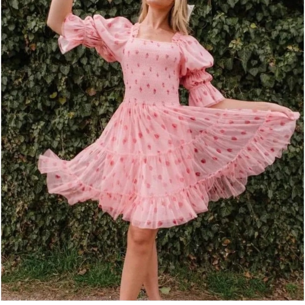 Ivy City Co Jess Dress in Pink Strawberry Fields